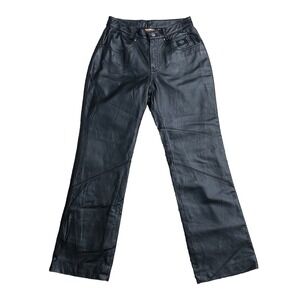 Harley Davidson Pants Women's Size 30/2 Black Leather Motorcycle Straight Lined